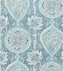 Gazebo Vine Fabric by Travers Light Blue