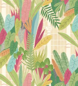 Glasshouse Wallpaper by Ohpopsi Emerald & Coral Glasshouse Wallpaper by Ohpopsi Emerald & Coral