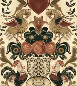 Goldene Henne Wallpaper by MINDTHEGAP Taupe/Ochre/Red/Green Goldene Henne Wallpaper by MINDTHEGAP Taupe/Ochre/Red/Green
