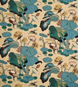Nympheus Linen Fabric by GP & J Baker Aqua/Sand Nympheus Linen Fabric by GP & J Baker Aqua/Sand