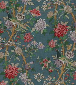 Hydrangea Bird Fabric by GP & J Baker Indigo Hydrangea Bird Fabric by GP & J Baker Indigo