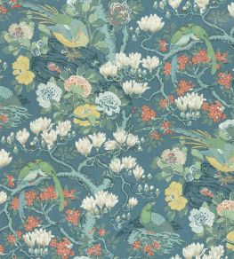 Rockbird Signature Fabric by GP & J Baker Teal Rockbird Signature Fabric by GP & J Baker Teal