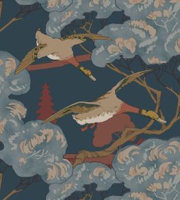 Grand Flying Duck Wallpaper by Mulberry Home Red / Blue