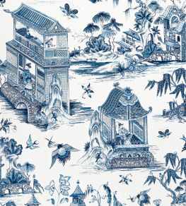 Grand Palace Fabric by Thibaut Blue and White Grand Palace Fabric by Thibaut Blue and White