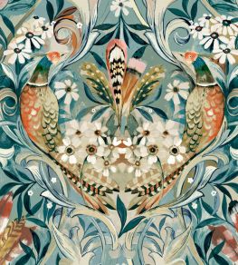 Grande Rostherne Fabric by Arley House Aqua Grande Rostherne Fabric by Arley House Aqua
