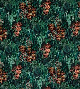 Green Wall Velvet Fabric by Osborne & Little Teal