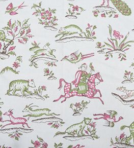 Gujarat Safari Fabric by Titley and Marr Linden and Pink Gujarat Safari Fabric by Titley and Marr Linden and Pink