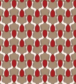 Happy People Wallpaper by Ottoline Beige and Red
