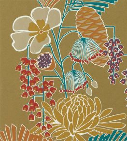 Salon Wallpaper by Harlequin Gold/Russett/Atlantic