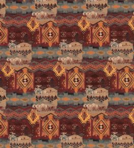 Heirloom Tapestry Fabric by Mulberry Home Teal/Red Heirloom Tapestry Fabric by Mulberry Home Teal/Red