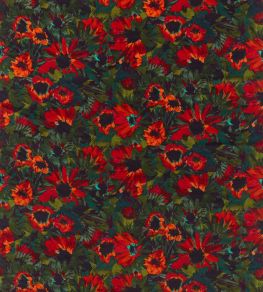 Helianthus Velvet Fabric by Harlequin Vermillion / Harrisa / Fig Leaf