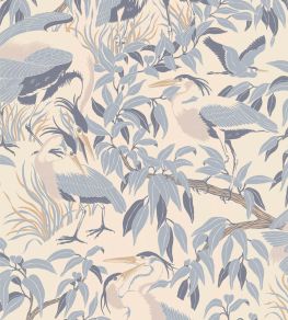 Herons Wallpaper by Langelid Von Bromssen Washed Denim Herons Wallpaper by Langelid Von Bromssen Washed Denim