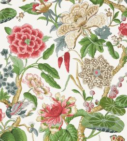 Hill Garden Wallpaper by Thibaut Coral and Green Hill Garden Wallpaper by Thibaut Coral and Green