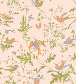 Hummingbirds Cotton Fabric by Cole & Son Tangerine & Olive on Blush Hummingbirds Cotton Fabric by Cole & Son Tangerine & Olive on Blush