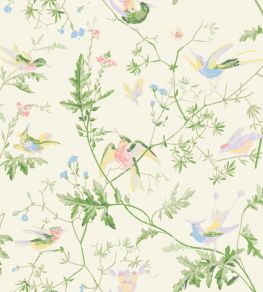 Hummingbirds Silk Fabric by Cole & Son Bright Multi Hummingbirds Silk Fabric by Cole & Son Bright Multi