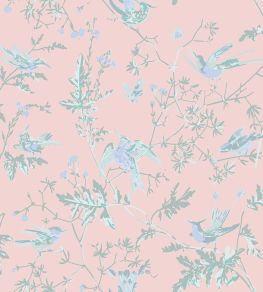 Hummingbirds Silk Fabric by Cole & Son Blush Hummingbirds Silk Fabric by Cole & Son Blush