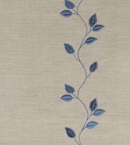 Embroidered Union Leaf Fabric by Ian Mankin Airforce Embroidered Union Leaf Fabric by Ian Mankin Airforce