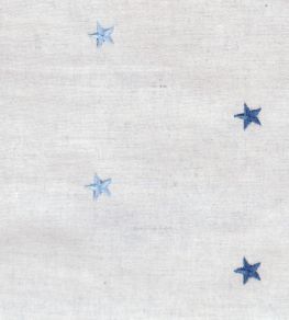 Embroidered Union Star Fabric by Ian Mankin Blue