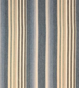 Quay Stripe Fabric by Ian Sanderson Sandstone Blue