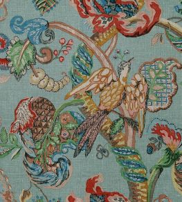 Poppinjay Linen Fabric by Ian Sanderson Thirties Blue Green Poppinjay Linen Fabric by Ian Sanderson Thirties Blue Green