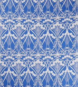 Ianthe Bloom Stencil in Chiltern Linen Fabric by Liberty Lapis