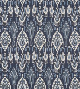 Ikat Bokhara Linen Fabric by GP & J Baker Indigo