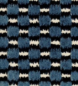 Ikat Checks Fabric by JORO J6-Navy/Denim