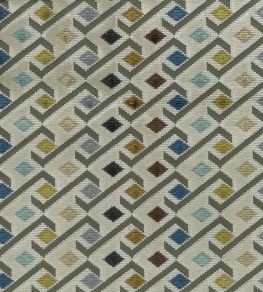 Ilaria Fabric by Osborne & Little Charcoal/Gold/Denim