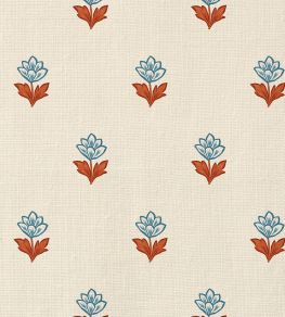 Indian Tulips Fabric by Ottoline Blue and Brown
