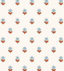 Indian Tulips Wallpaper by Ottoline Blue and Brown