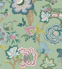 Indienne Jacobean Wallpaper by Thibaut Green Indienne Jacobean Wallpaper by Thibaut Green