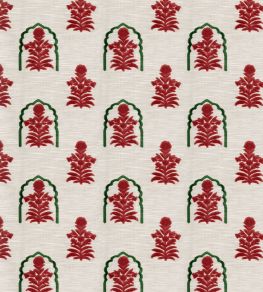 Jaipur Flower Fabric by JORO J3-Cherry/Forest Green
