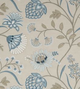 Siam Linen Fabric by James Hare Natural / Eton Blue Siam Linen Fabric by James Hare Natural / Eton Blue
