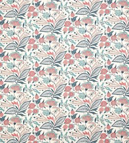 Amber Fabric by Jane Churchill Teal/Coral