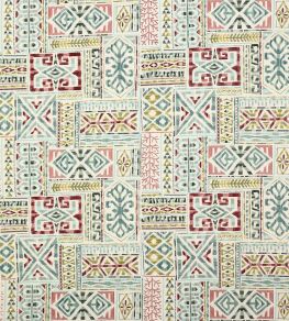 Azara Fabric by Jane Churchill Red/Aqua
