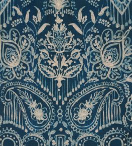 Jingo Fabric by MINDTHEGAP Blue White Jingo Fabric by MINDTHEGAP Blue White