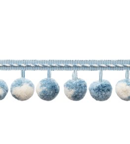 Kaleidoscope Pom Pom Fringe Trimming by Samuel & Sons Porcelain Blue Kaleidoscope Pom Pom Fringe Trimming by Samuel & Sons Porcelain Blue