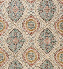 Karabali Fabric by Nina Campbell Teal/Russet/Ochre Karabali Fabric by Nina Campbell Teal/Russet/Ochre