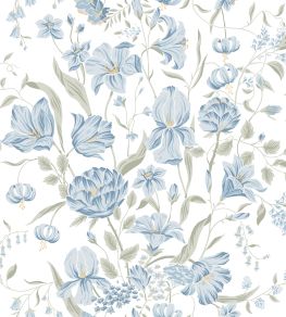 Karins Bukett Wallpaper by Sandberg Sky Blue Karins Bukett Wallpaper by Sandberg Sky Blue