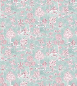 Karuna Fabric by Osborne & Little Aqua/Raspberry Karuna Fabric by Osborne & Little Aqua/Raspberry