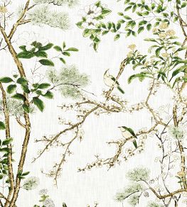 Katsura Fabric by Thibaut Green and White Katsura Fabric by Thibaut Green and White