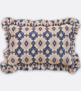 Kilim Frilled Pillow 16 x 24" by Barneby Gates Navy/Pink Kilim Frilled Pillow 16 x 24" by Barneby Gates Navy/Pink