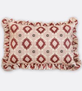 Kilim Frilled Pillow 16 x 24" by Barneby Gates Red/Pink Kilim Frilled Pillow 16 x 24" by Barneby Gates Red/Pink