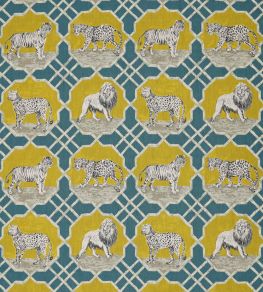 Kitty Cat Fabric by Jim Thompson No.9 Teal