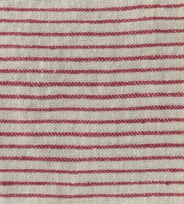 Textured Stripe Linen Fabric by Volga Linen Red/Natural