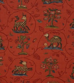 La Menagerie Fabric by Schumacher Flame Red La Menagerie Fabric by Schumacher Flame Red