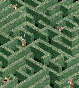 Labyrinth With Deers Wallpaper by Josephine Munsey Green Labyrinth With Deers Wallpaper by Josephine Munsey Green