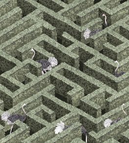 Labyrinth With Ostriches Wallpaper by Josephine Munsey Eucalyptus Labyrinth With Ostriches Wallpaper by Josephine Munsey Eucalyptus
