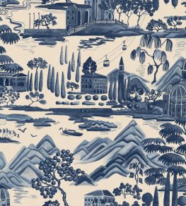 Lake Como Wallpaper by Sandberg Blue Lake Como Wallpaper by Sandberg Blue