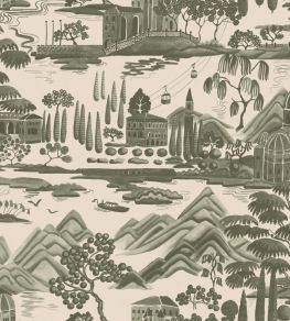 Lake Como Wallpaper by Sandberg Forest Green Lake Como Wallpaper by Sandberg Forest Green